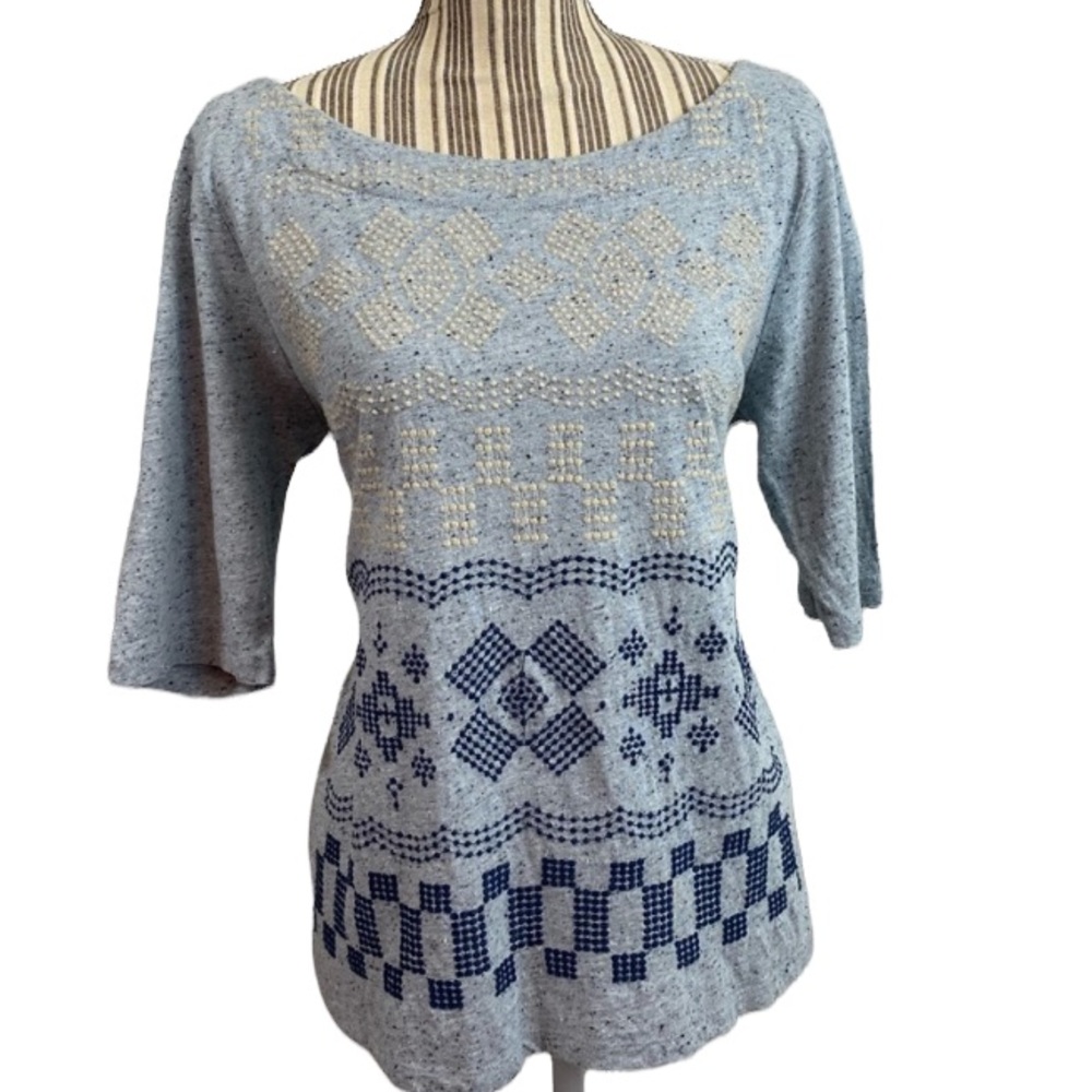 Lucky Brand XL embroidery accent short sleeve top
